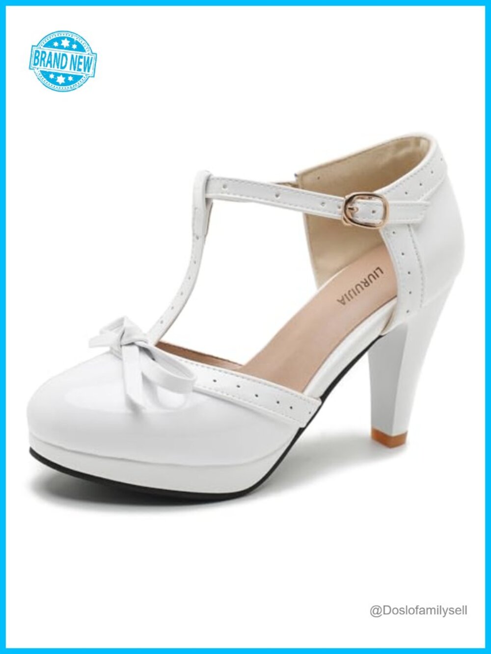 LIURUIJIA T-Strap Mary Janes Platform Bow Heels Lolita Shoes Round Toe Ankle